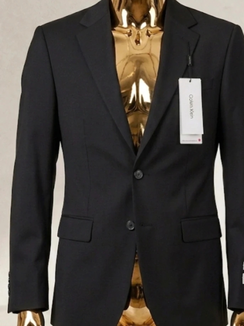 Calvin Klein Men's Black Two-Button  slim fit infinite stretch Suit Jacket